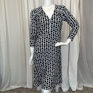MILLY- Designer Classic Wrap Dress Viscose Blend Navy Size Medium
